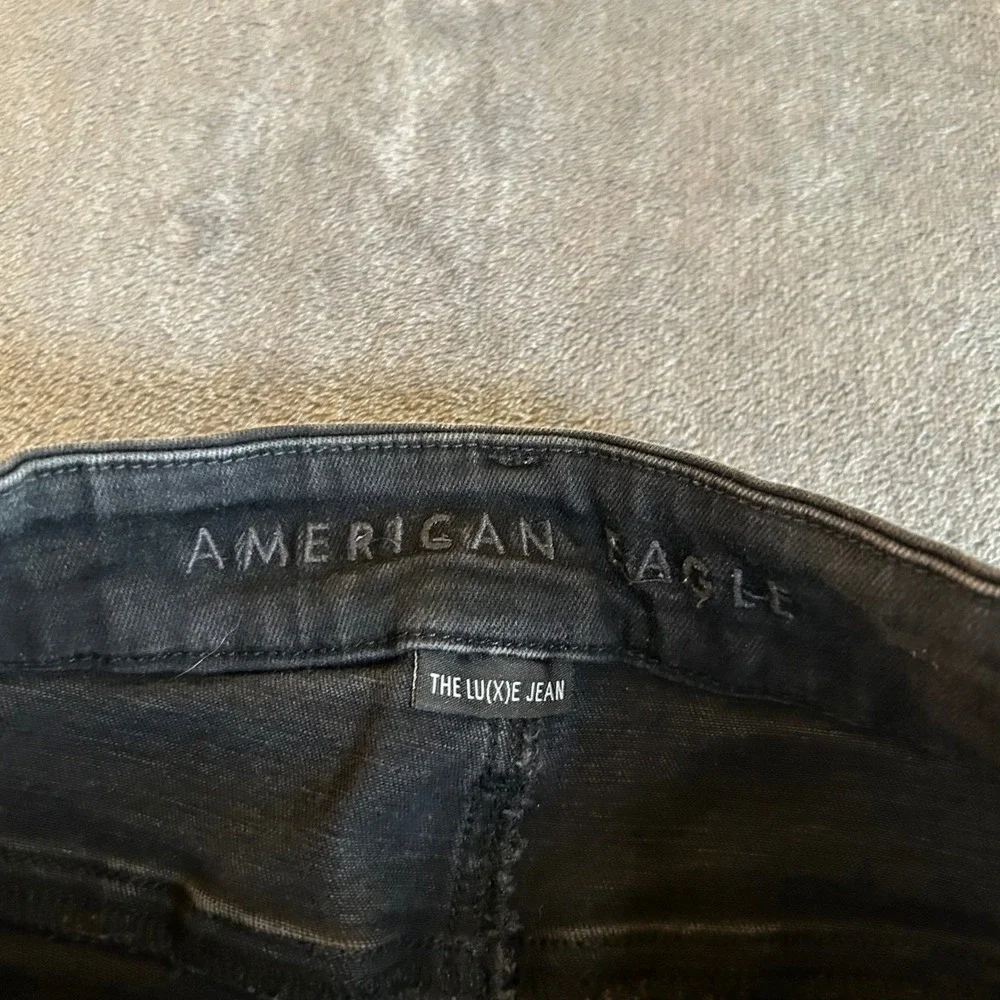 American Eagle Jeans Jeggings Black Wash Distressed Denim Pants‎ Womens size 6